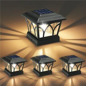 Solar Post Cap Lights Fence Post Lights Slate Black Fits 4x4 6x6 Posts